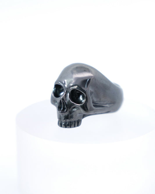 Gem Skull Ring of Hematite Carved Skull, US Size 8 - 9500188
