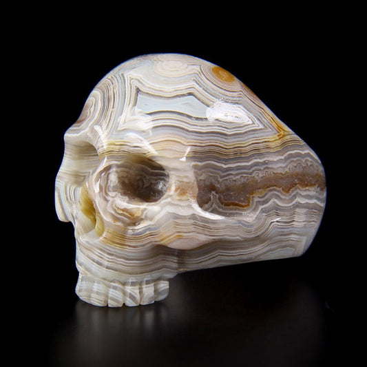 Gem Skull Ring of Crazy Lace Agate Carved Totally, US Size 7 - 0808356