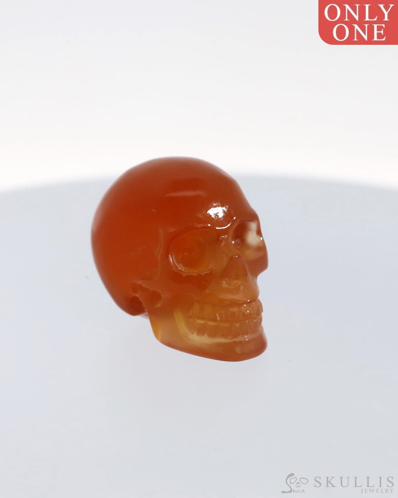 Gem Skull Of Carnelian Carved Realistic Tiny Gemstone