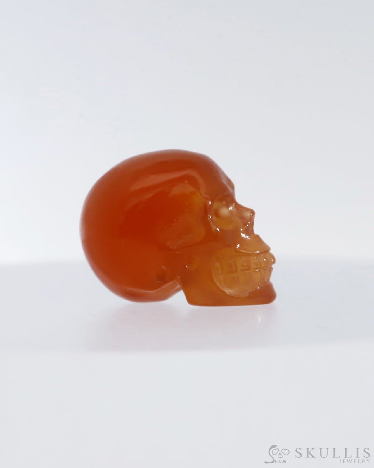 Gem Skull Of Carnelian Carved Realistic Tiny Gemstone