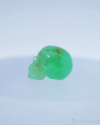0.5’’ Chrysoprase Carved Gem Skull Skullis Realistic - 9800101 Tiny Gemstone