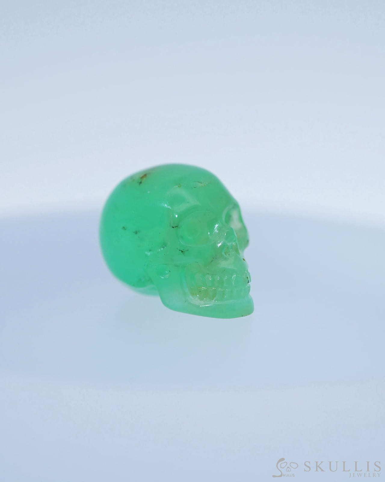 0.5’’ Chrysoprase Carved Gem Skull Skullis Realistic - 9800101 Tiny Gemstone