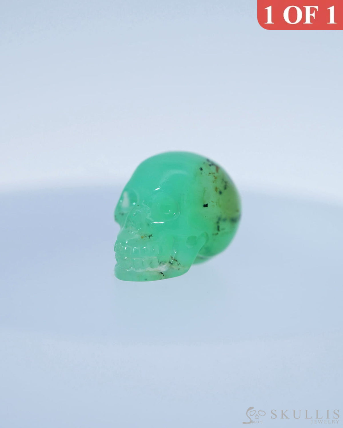 0.5’’ Chrysoprase Carved Gem Skull Skullis Realistic - 9800102 Tiny Gemstone Skull