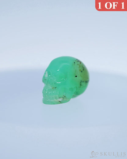 0.5’’ Chrysoprase Carved Gem Skull Skullis Realistic - 9800102 Tiny Gemstone Skull