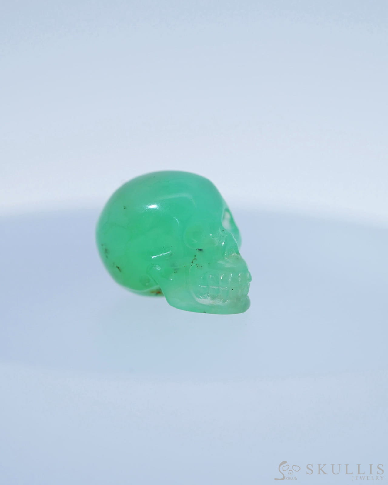 0.5’’ Chrysoprase Carved Gem Skull Skullis Realistic - 9800102 Tiny Gemstone