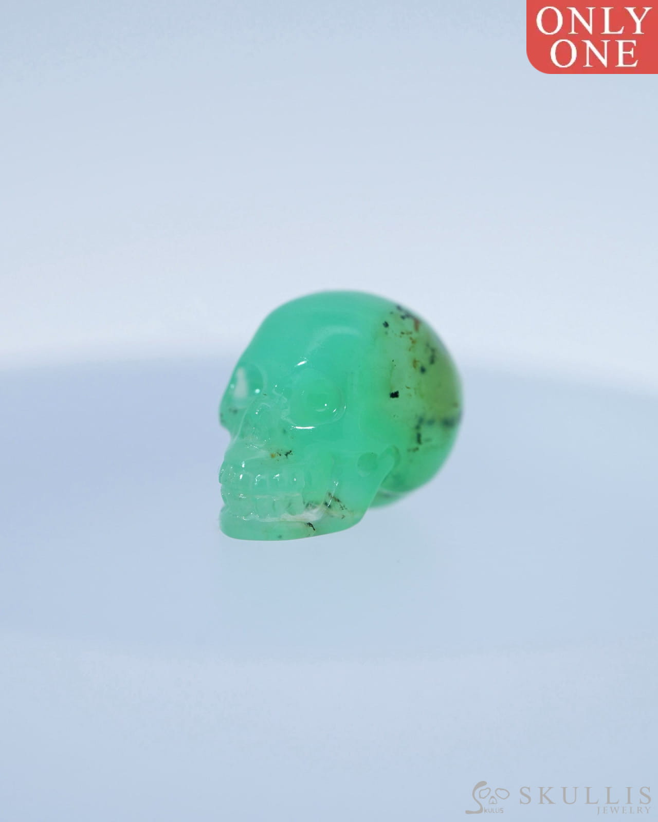 0.5’’ Chrysoprase Carved Gem Skull Skullis Realistic - 9800102 Tiny Gemstone Skull