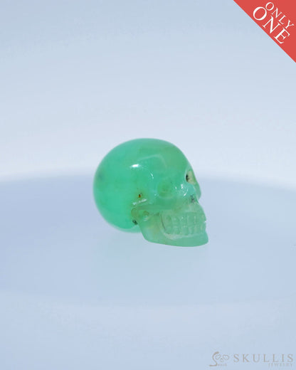 0.5’’ Chrysoprase Carved Gem Skull Skullis Realistic - 9800103 Tiny Gemstone