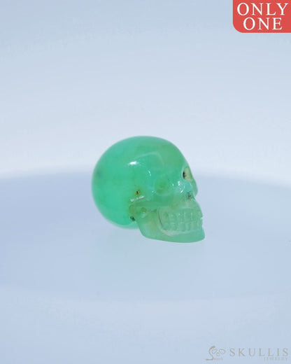 0.5’’ Chrysoprase Carved Gem Skull Skullis Realistic - 9800103 Tiny Gemstone