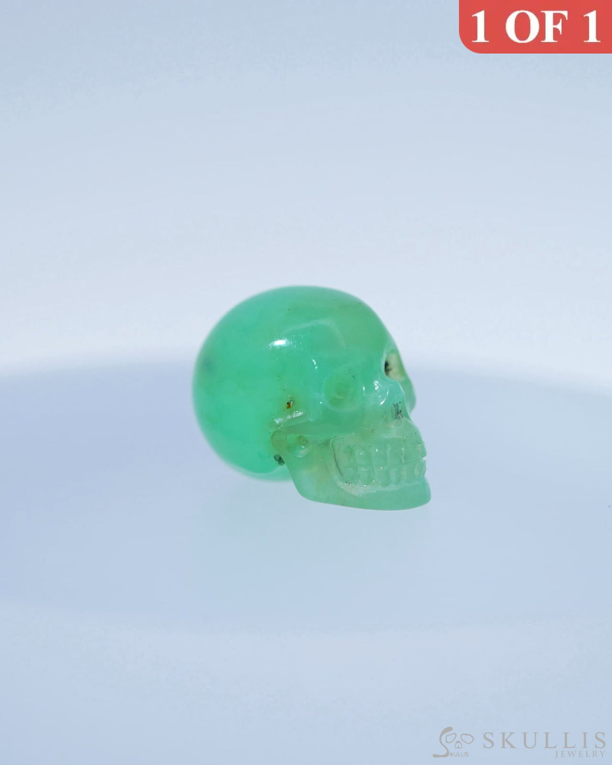 0.5’’ Chrysoprase Carved Gem Skull Skullis Realistic - 9800103 Tiny Gemstone