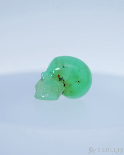 0.5’’ Chrysoprase Carved Gem Skull Skullis Realistic - 9800103 Tiny Gemstone