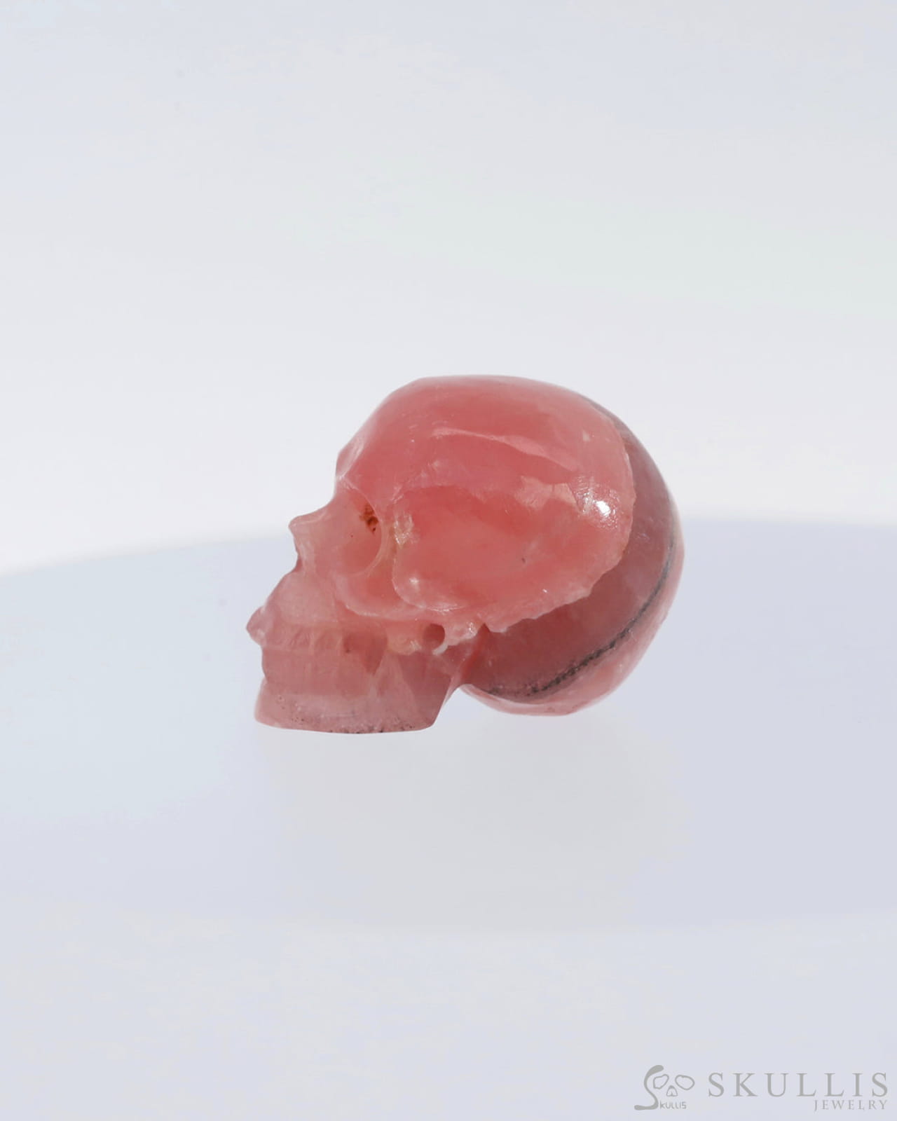 Gem Skull Of Rhodochrosite Carved Realistic Tiny Gemstone