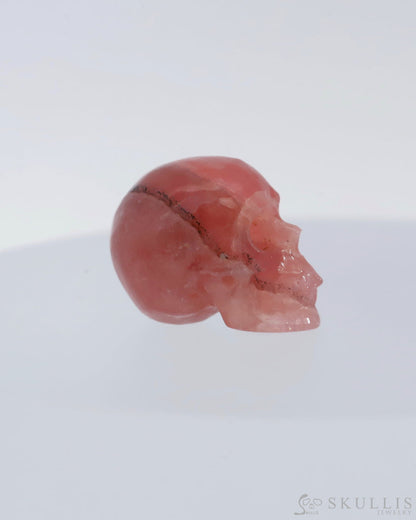 Gem Skull Of Rhodochrosite Carved Realistic Tiny Gemstone