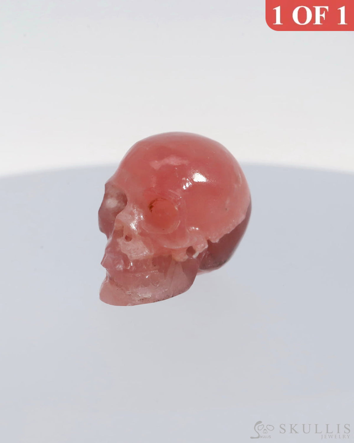 Gem Skull Of Rhodochrosite Carved Realistic Tiny Gemstone