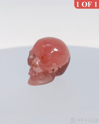 Gem Skull Of Rhodochrosite Carved Realistic Tiny Gemstone