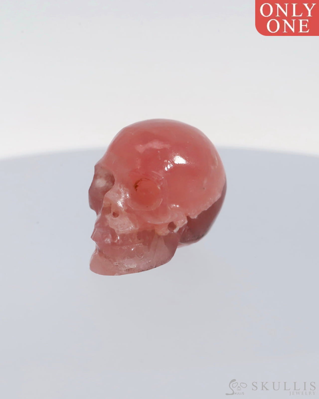 Gem Skull Of Rhodochrosite Carved Realistic Tiny Gemstone