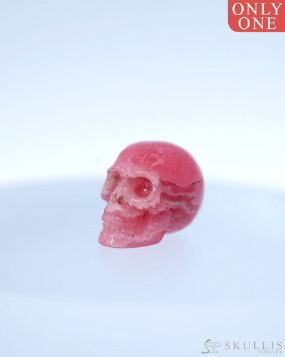 0.6’’ Rhodochrosite Carved Gem Skull Skullis Realistic - 0800008 Tiny Gemstone