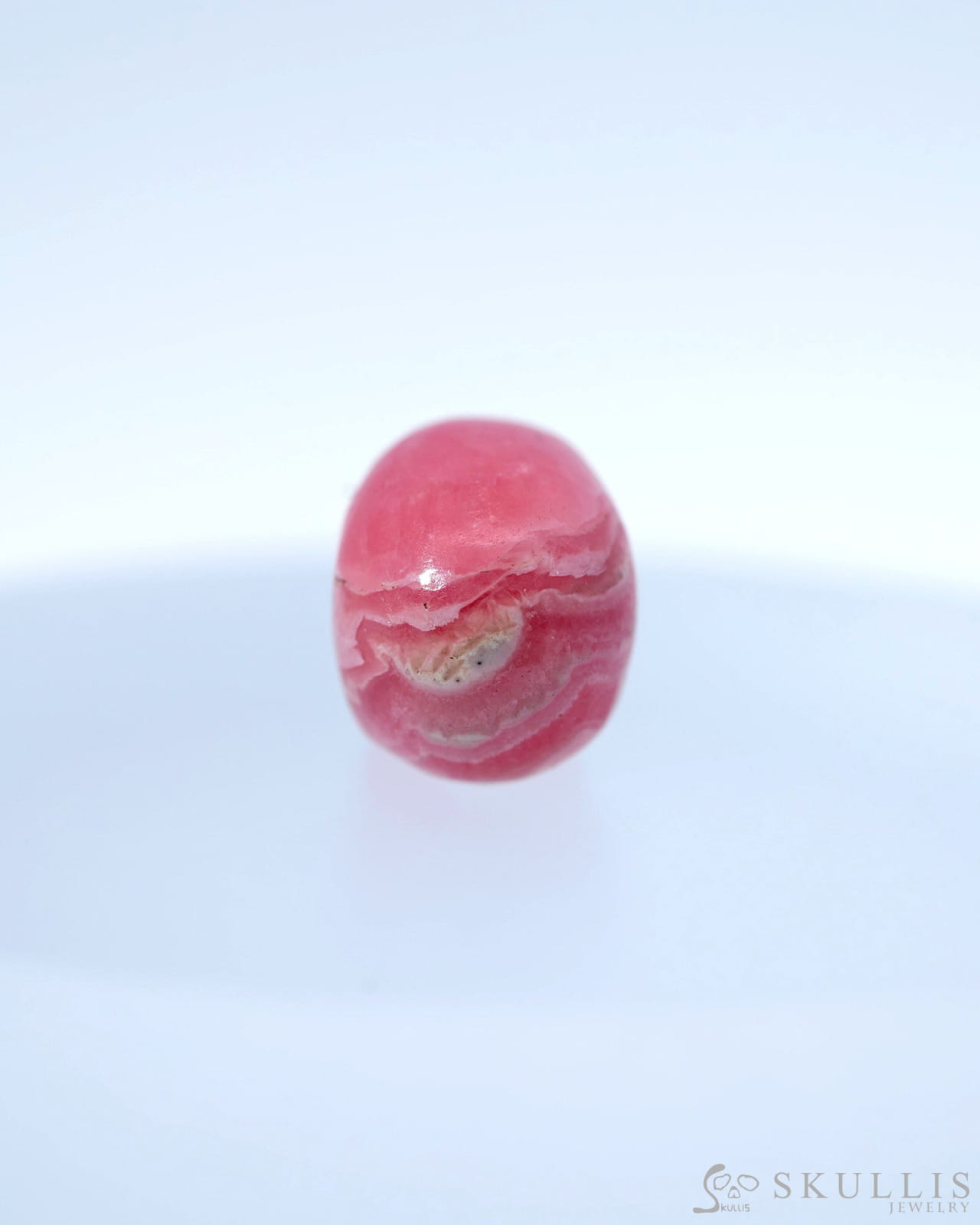 0.6’’ Rhodochrosite Carved Gem Skull Skullis Realistic - 0800008 Tiny Gemstone