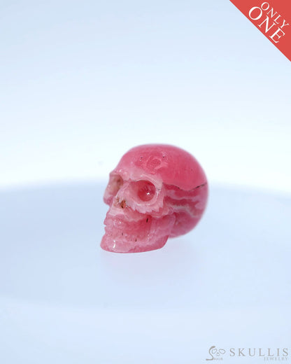 0.6’’ Rhodochrosite Carved Gem Skull Skullis Realistic - 0800008 Tiny Gemstone