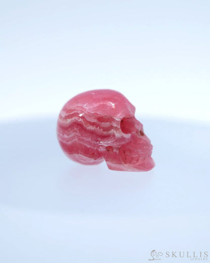 0.6’’ Rhodochrosite Carved Gem Skull Skullis Realistic - 0800008 Tiny Gemstone