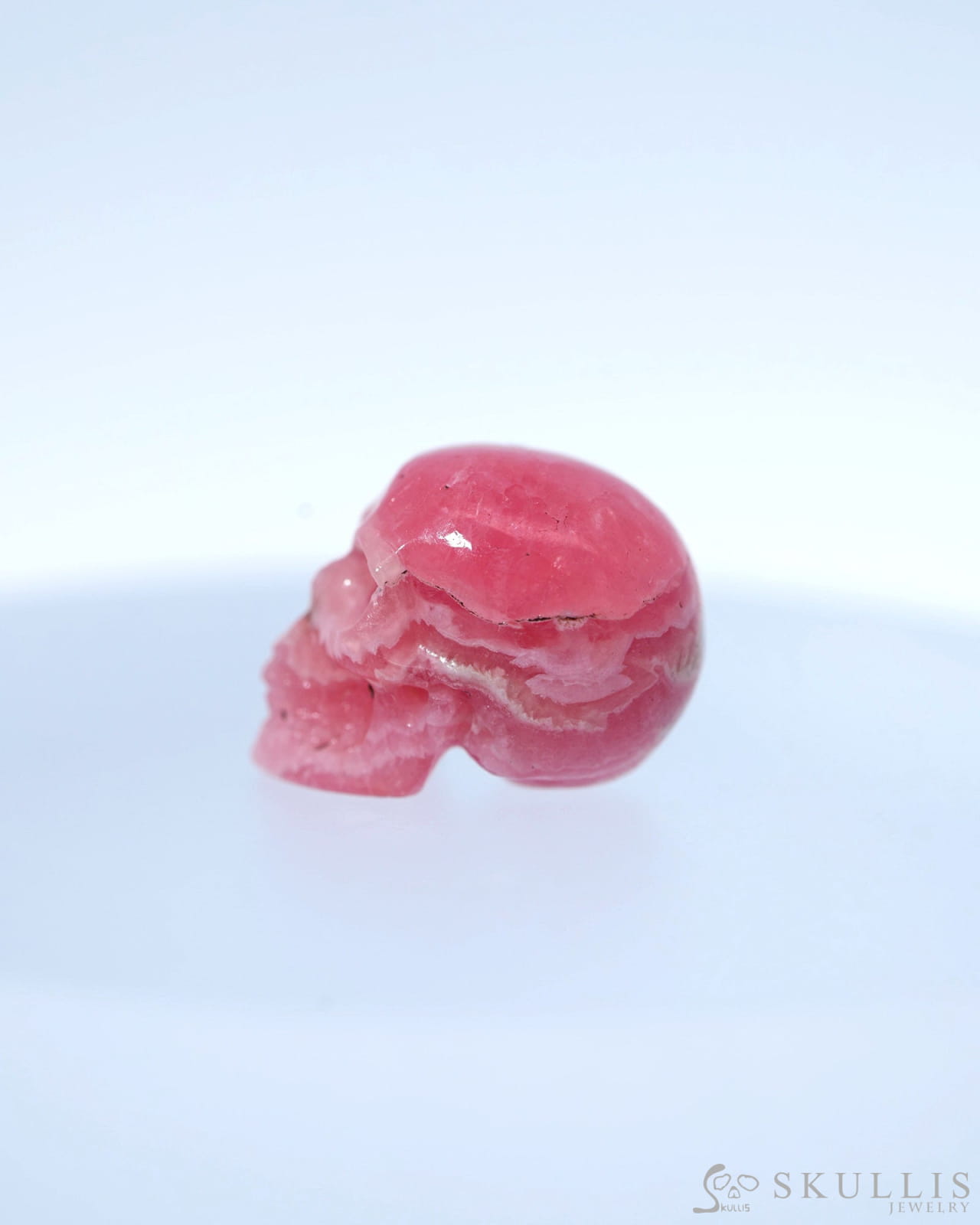 0.6’’ Rhodochrosite Carved Gem Skull Skullis Realistic - 0800008 Tiny Gemstone