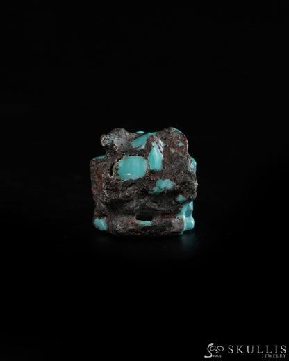 0.6’’ Spiderweb Turquoise (Matrix Turquoise) Hand Carved Gem Dragon Skull Skullis Realistic - 9900366 - Tiny Gemstone