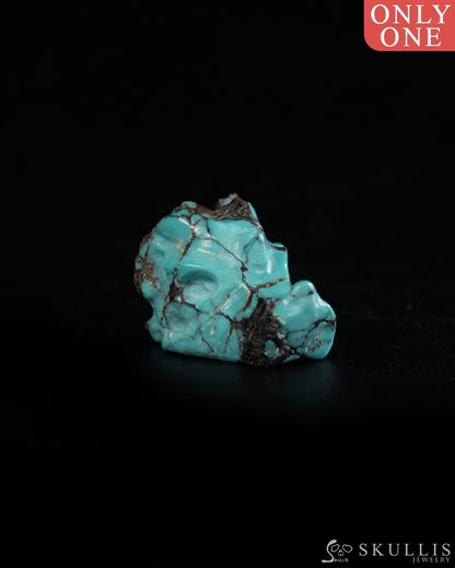 0.6’’ Spiderweb Turquoise (Matrix Turquoise) Hand Carved Gem Dragon Skull Skullis Realistic - 9900366 - Tiny Gemstone