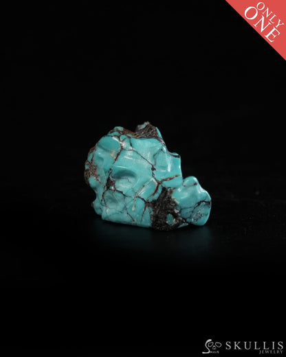 0.6’’ Spiderweb Turquoise (Matrix Turquoise) Hand Carved Gem Dragon Skull Skullis Realistic - 9900366 - Tiny Gemstone