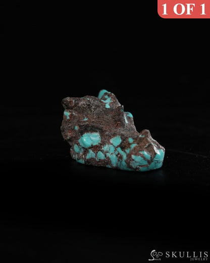 0.6’’ Spiderweb Turquoise (Matrix Turquoise) Hand Carved Gem Dragon Skull Skullis Realistic - 9900367 - Tiny Gemstone