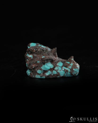0.6’’ Spiderweb Turquoise (Matrix Turquoise) Hand Carved Gem Dragon Skull Skullis Realistic - 9900367 - Tiny Gemstone