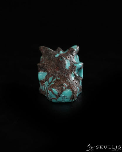 0.6’’ Spiderweb Turquoise (Matrix Turquoise) Hand Carved Gem Dragon Skull Skullis Realistic - 9900367 - Tiny Gemstone