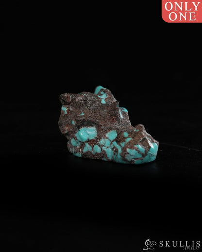 0.6’’ Spiderweb Turquoise (Matrix Turquoise) Hand Carved Gem Dragon Skull Skullis Realistic - 9900367 - Tiny Gemstone