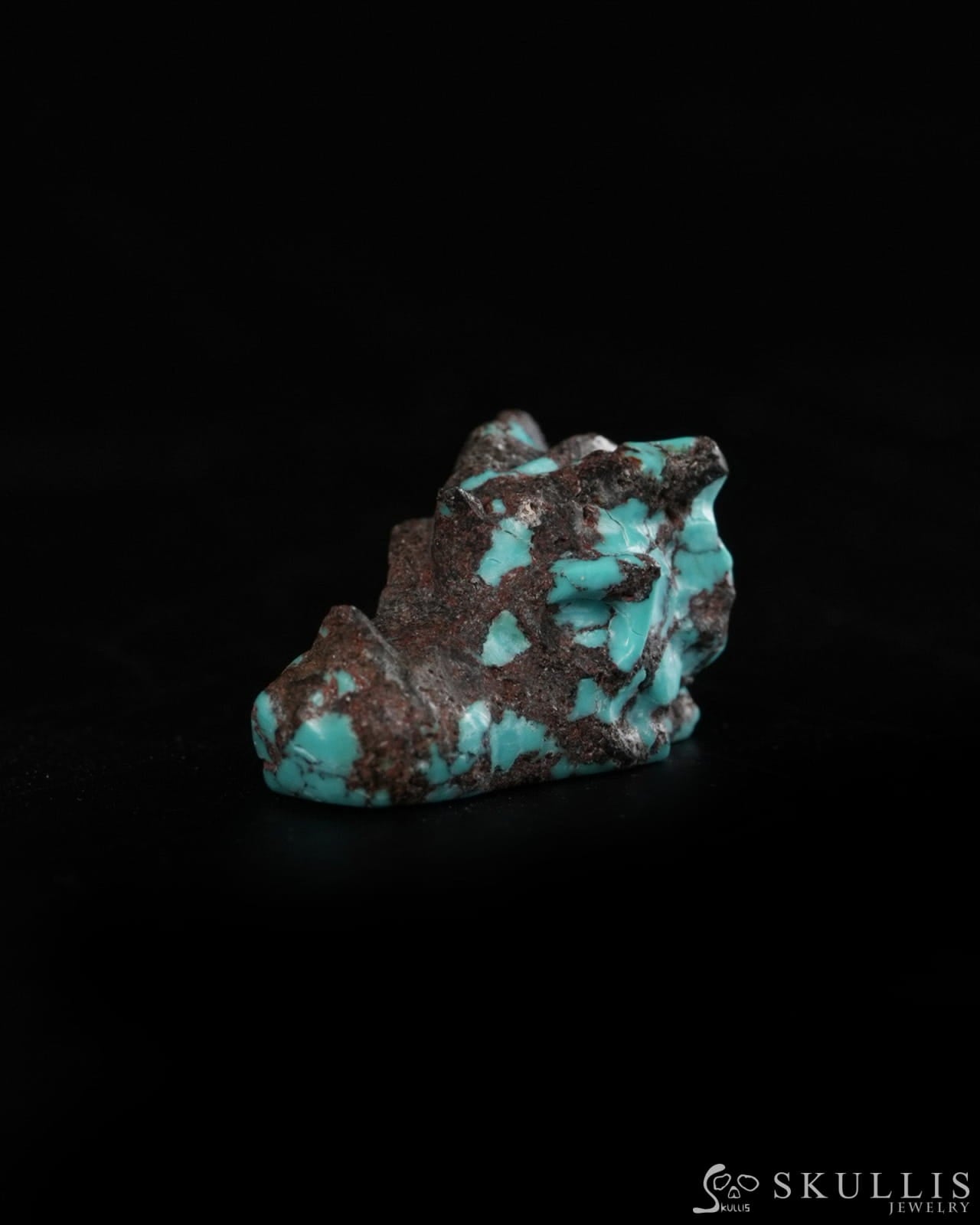 0.6’’ Spiderweb Turquoise (Matrix Turquoise) Hand Carved Gem Dragon Skull Skullis Realistic - 9900367 - Tiny Gemstone