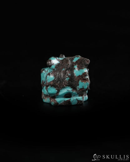 0.6’’ Spiderweb Turquoise (Matrix Turquoise) Hand Carved Gem Dragon Skull Skullis Realistic - 9900367 - Tiny Gemstone
