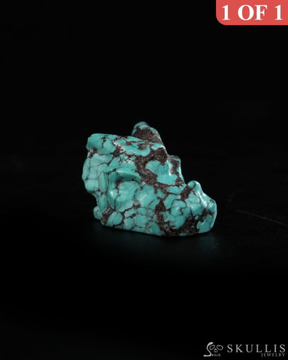 0.6’’ Spiderweb Turquoise (Matrix Turquoise) Hand Carved Gem Dragon Skull Skullis Realistic - 9900368 - Tiny Gemstone
