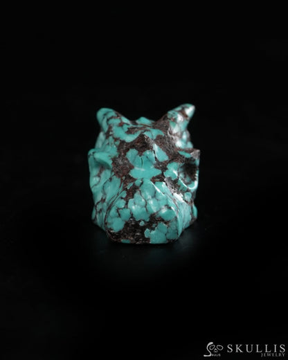 0.6’’ Spiderweb Turquoise (Matrix Turquoise) Hand Carved Gem Dragon Skull Skullis Realistic - 9900368 - Tiny Gemstone