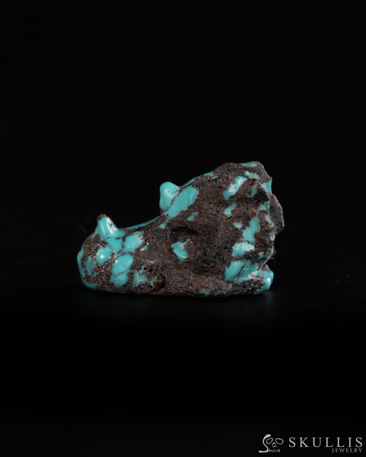 0.6’’ Spiderweb Turquoise (Matrix Turquoise) Hand Carved Gem Dragon Skull Skullis Realistic - 9900369 - Tiny Gemstone
