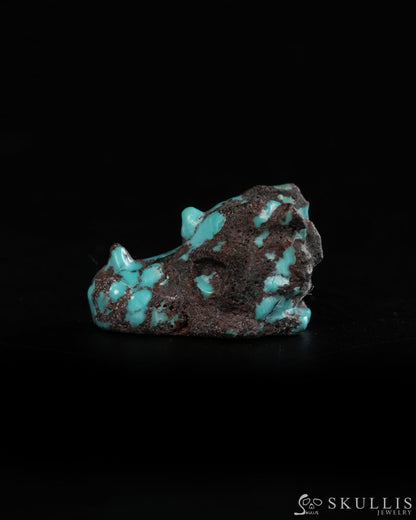 0.6’’ Spiderweb Turquoise (Matrix Turquoise) Hand Carved Gem Dragon Skull Skullis Realistic - 9900369 - Tiny Gemstone