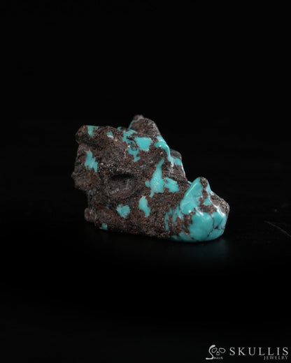 0.6’’ Spiderweb Turquoise (Matrix Turquoise) Hand Carved Gem Dragon Skull Skullis Realistic - 9900369 - Tiny Gemstone