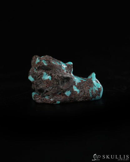 0.6’’ Spiderweb Turquoise (Matrix Turquoise) Hand Carved Gem Dragon Skull Skullis Realistic - 9900369 - Tiny Gemstone
