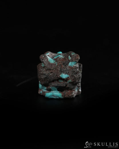 0.6’’ Spiderweb Turquoise (Matrix Turquoise) Hand Carved Gem Dragon Skull Skullis Realistic - 9900369 - Tiny Gemstone