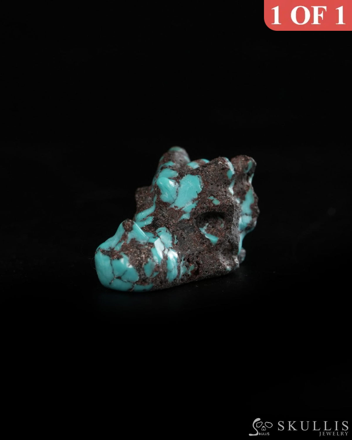 0.6’’ Spiderweb Turquoise (Matrix Turquoise) Hand Carved Gem Dragon Skull Skullis Realistic - 9900369 - Tiny Gemstone