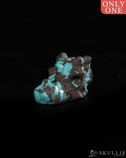 0.6’’ Spiderweb Turquoise (Matrix Turquoise) Hand Carved Gem Dragon Skull Skullis Realistic - 9900369 - Tiny Gemstone