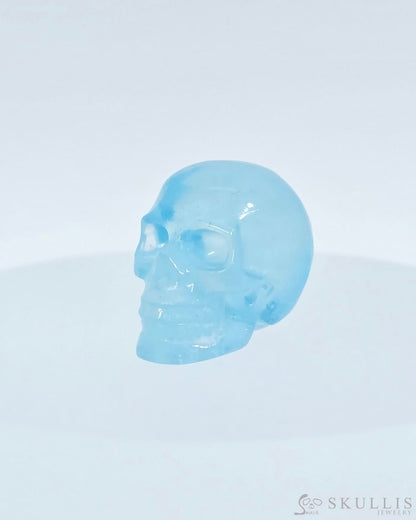 0.7’’ Aquamarine Carved Gem Skull Skullis Realistic - I9500071 Tiny Gemstone