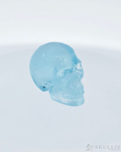 0.7’’ Aquamarine Carved Gem Skull Skullis Realistic - I9500071 Tiny Gemstone