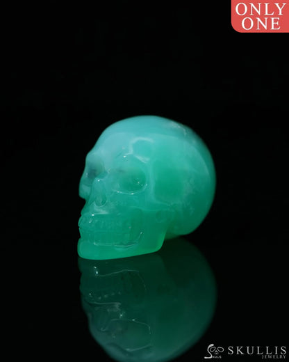 0.7’’ Chrysoprase Carved Gem Skull Skullis Realistic - 0800042 Tiny Gemstone Skull