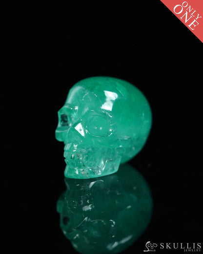 0.7’’ Emerald Carved Gem Skull Skullis Realistic - 9500367 Tiny Gemstone Skull