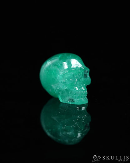 0.7’’ Emerald Carved Gem Skull Skullis Realistic - 9500367 Tiny Gemstone Skull