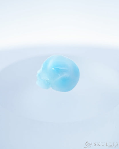 0.7’’ Larimar Carved Gem Skull Skullis Realistic - 9500095 Tiny Gemstone