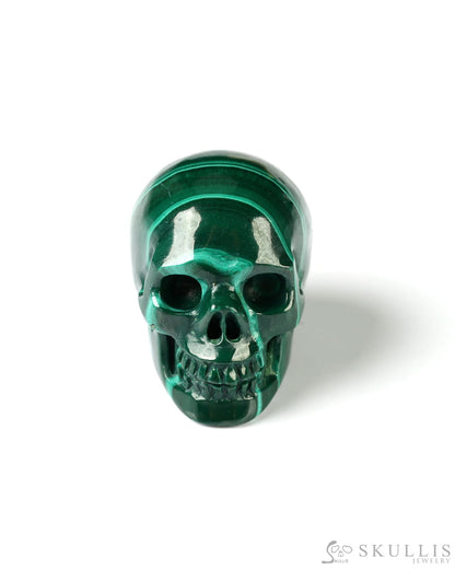 0.7’’ Malachite Carved Gem Skull Skullis Realistic - 9800026 Tiny Gemstone