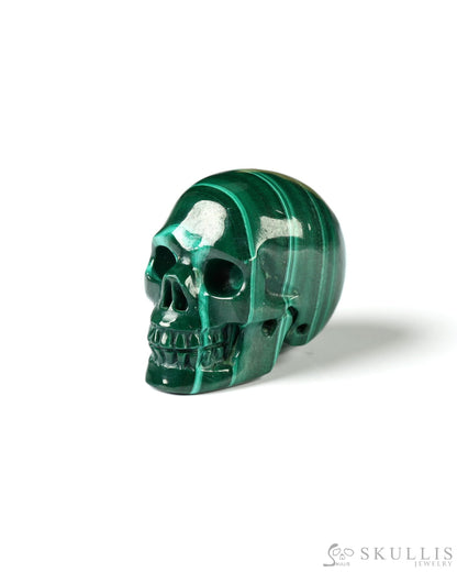 0.7’’ Malachite Carved Gem Skull Skullis Realistic - 9800026 Tiny Gemstone